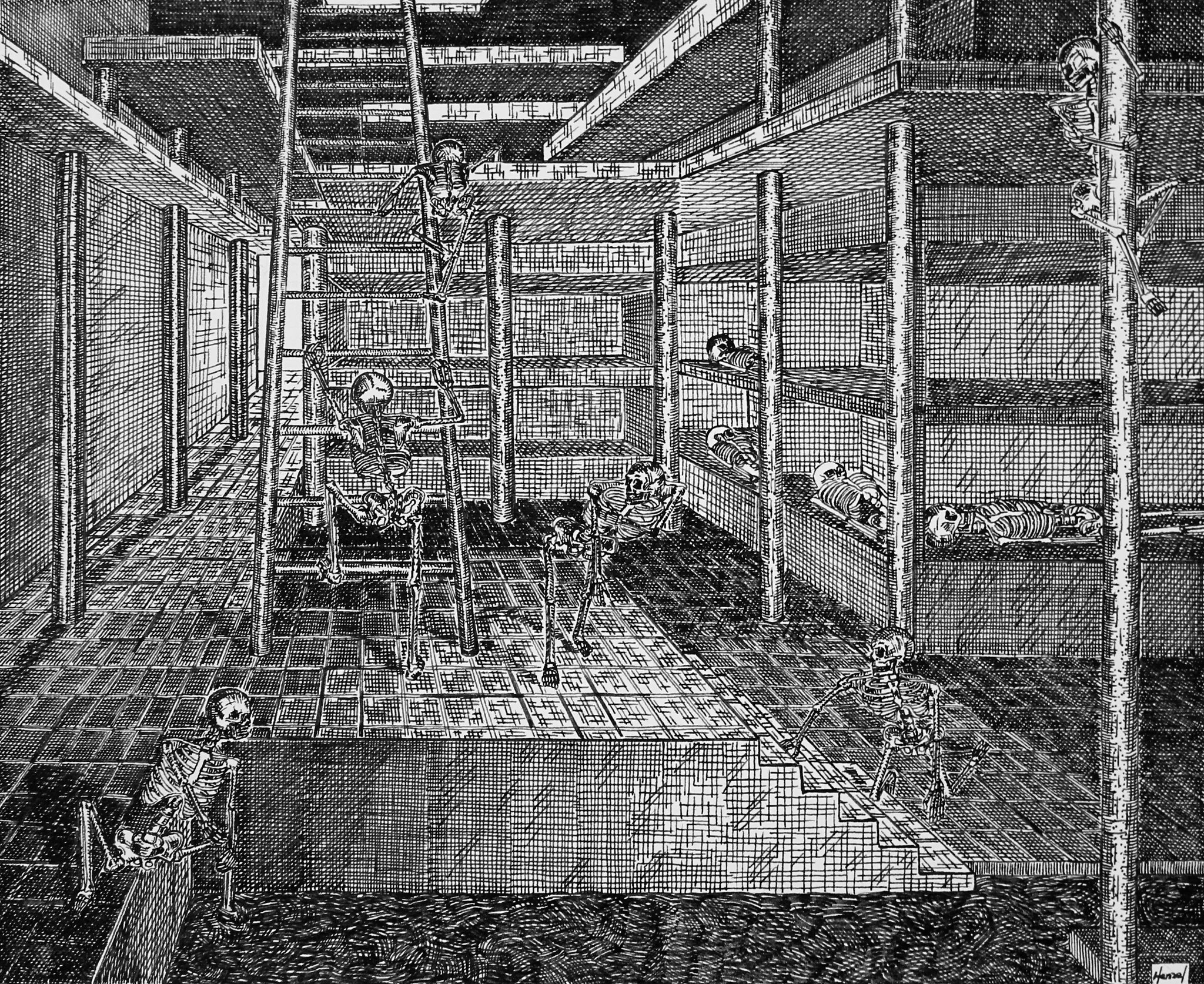 Das Bild "Gruft" Tinte auf Papier 2013.