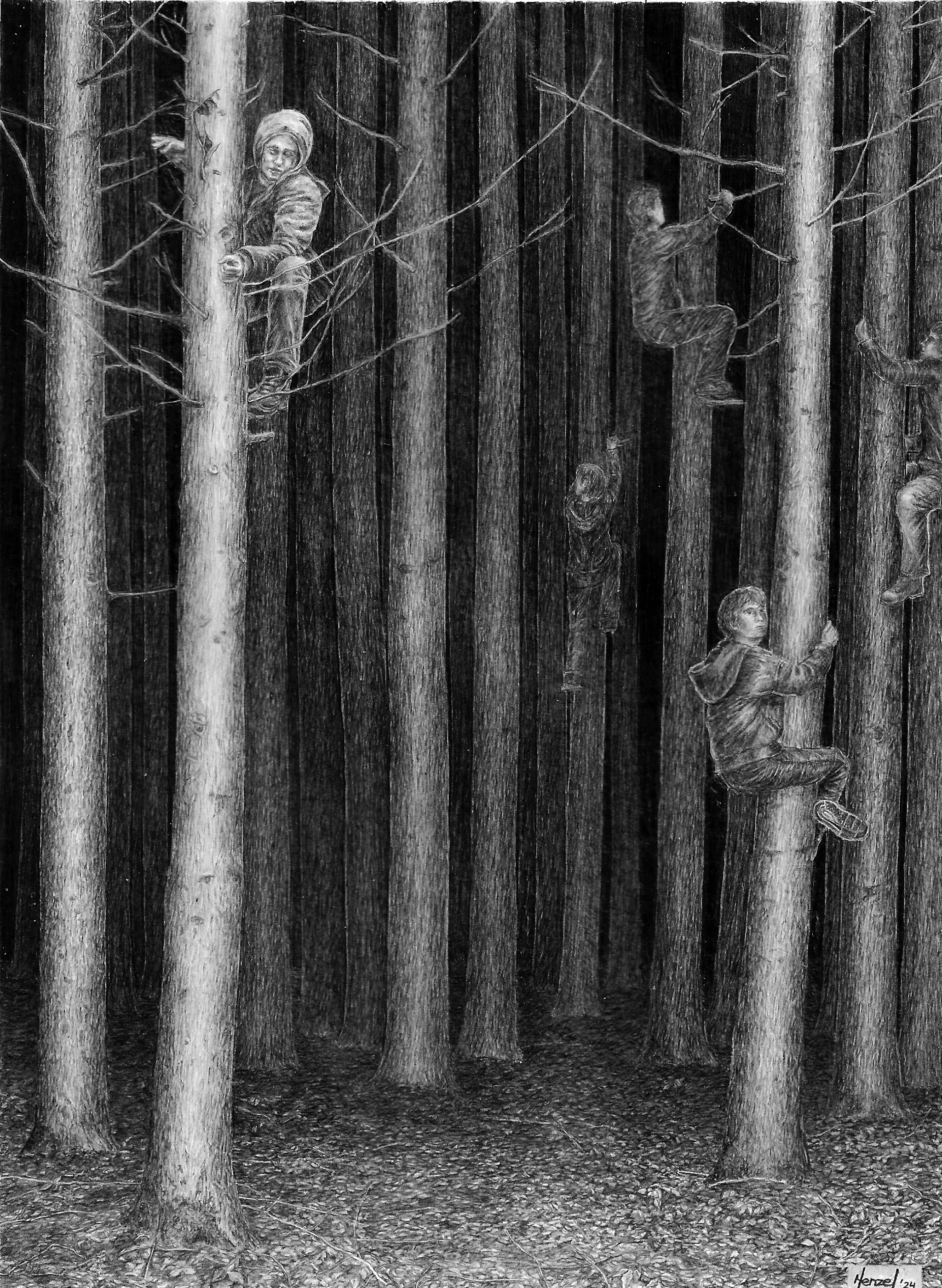 The Image "Hoch Hinaus" pencil on paper 2025.