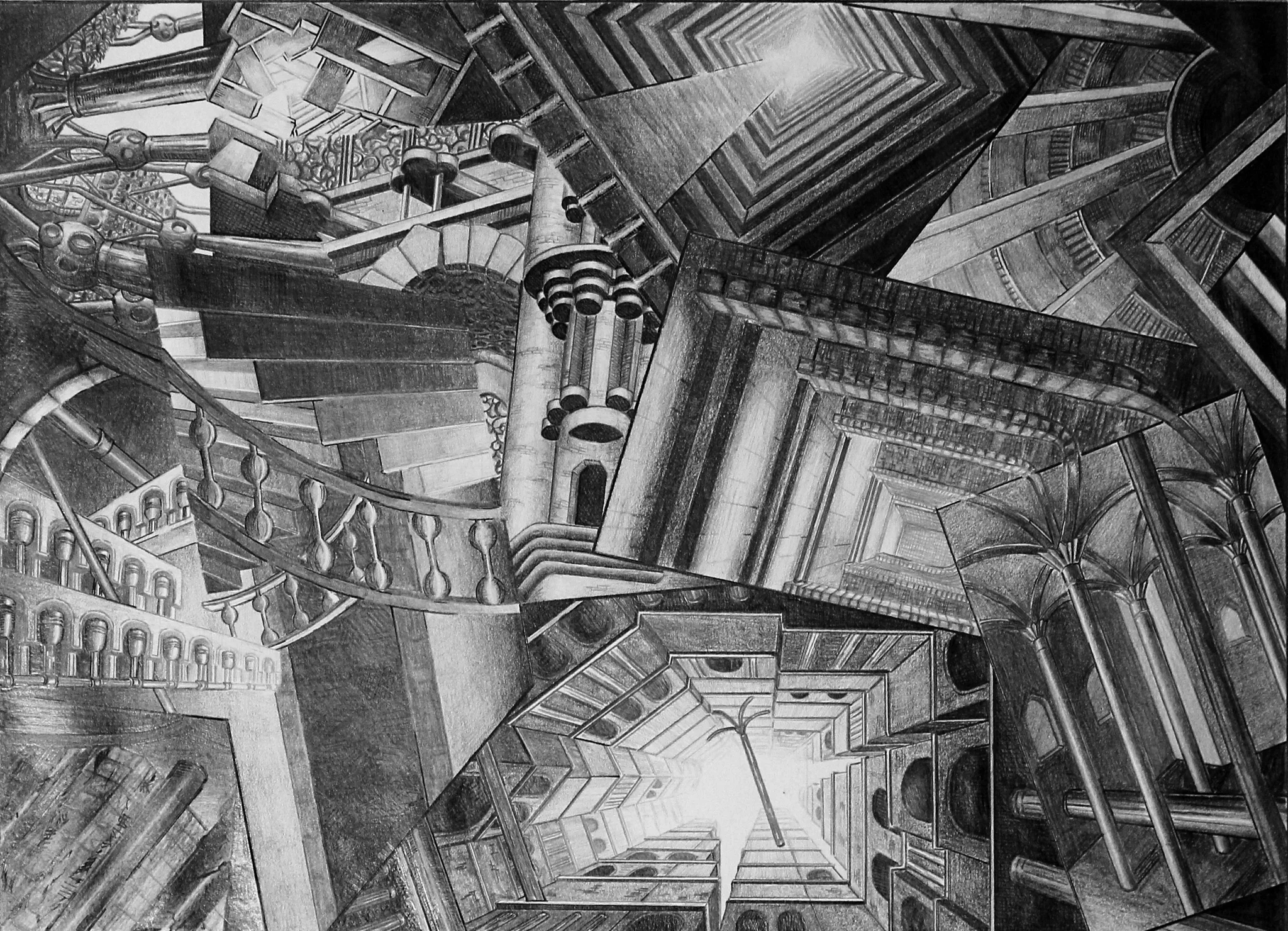 Das Bild "Raumwahrnehmung" Bleistift auf Papier 2012.